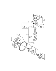 Yanmar Engine - Crankshaft And Piston Diagram and Parts List for 467 4X4-1H013H-1H294H-37BKD010 Cub Cadet Lawn Tractor Accessories